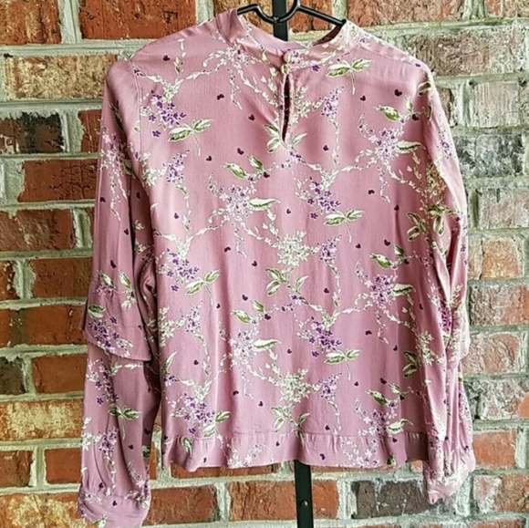 ASOS Women's Pink Floral Ruffle Blouse Top Size 14 - Picture 2 of 7